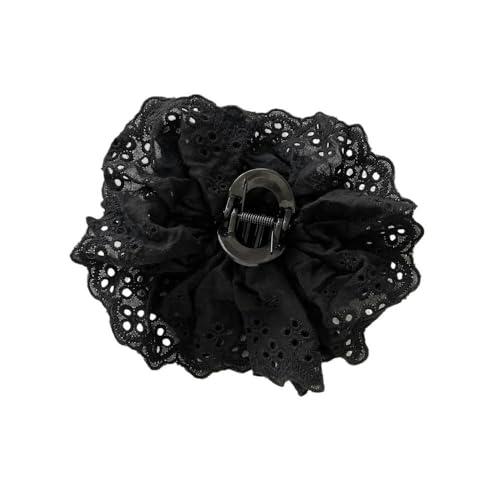 Metal Claw Clips,Pearl HairClips,Clips Large Plush Haarspangen, Spitzen-Haarspange for Frauen, Haarspange for Hinterkopf, Kopfbedeckung mit Hai-Clip(Black/White) von NIULIniuli