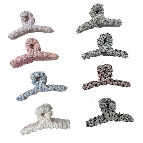 Metal Claw Clips,Pearl HairClips,Clips Large Plush Haarspangen, handgefertigt, gewebte Flanell-Haarnadel for Damen, Haarschmuck mit Hai-Clip auf der Rückseite des Kopfes(Mix) von NIULIniuli