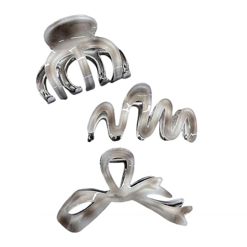 Metal Claw Clips,Pearl HairClips,Clips Large Plush Haarspangen, unregelmäßige handgefertigte Haarnadel for Frauen, Haar-Hinterkopf-Kopfbedeckung mit Haarnadeln mit Hai-Clip(3 pcs) von NIULIniuli