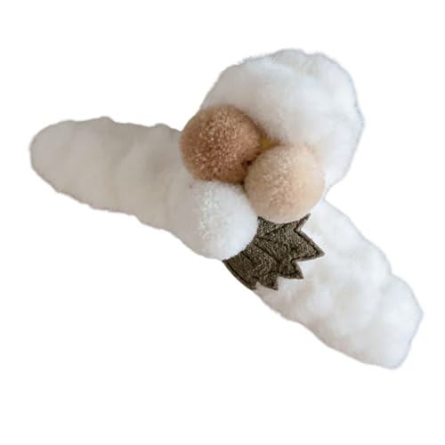 Metal Claw Clips,Pearl HairClips,Clips Large Plush Haarspangen Haarnadel mit braunem Haarball-Clip for Frauen, Hinterkopf-Haarnadel-Kopfbedeckung mit Plüsch-Haifisch-Clip(White) von NIULIniuli