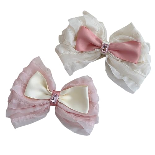 Metal Claw Clips,Pearl HairClips,Clips Large Plush Haarspangen Haarschmuck mit Schleife und Band for Mädchen, Haarnadel mit Stoffrückseite for den Kopf(Mix) von NIULIniuli