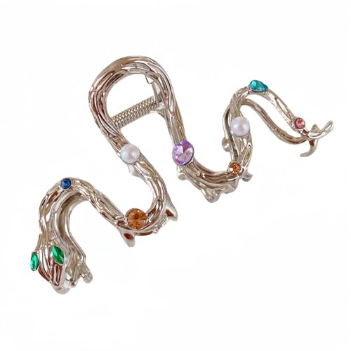 Metal Claw Clips,Pearl HairClips,Clips Large Plush Haarspangen Metall Strass Haarnadel for Frauen Hai Clip for Haarnadel for Hinterkopf(Snake) von NIULIniuli