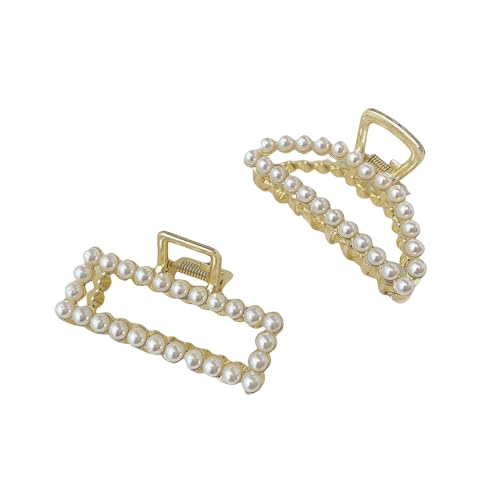 Metal Claw Clips,Pearl HairClips,Clips Large Plush Haarspangen aus Metall mit Perlen for Frauen, Kopfverzierung, Haarnadel, seitlicher Clip am Hinterkopf(Mix) von NIULIniuli