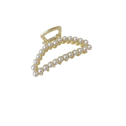 Metal Claw Clips,Pearl HairClips,Clips Large Plush Haarspangen aus Metall mit Perlen for Frauen, Kopfverzierung, Haarnadel, seitlicher Clip am Hinterkopf(Triangle) von NIULIniuli