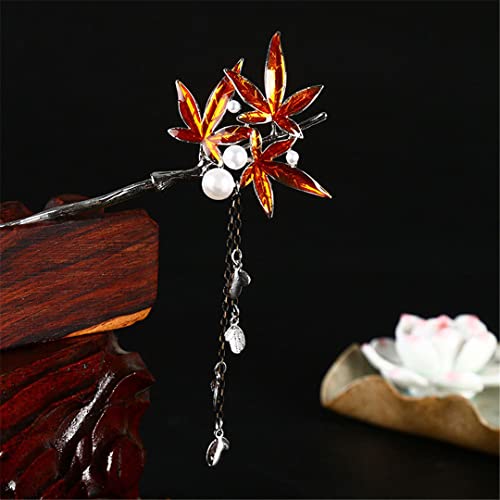 Vintage Metall Blatt Haarnadel Frauen Lange Quaste Chinesischen Stil Blume Haarnadel Schmuck E(C) von NIULIniuli