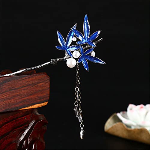 Vintage Metall Blatt Haarnadel Frauen Lange Quaste Chinesischen Stil Blume Haarnadel Schmuck E(D) von NIULIniuli