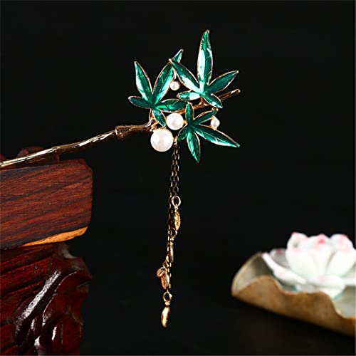 Vintage Metall Blatt Haarnadel Frauen Lange Quaste Chinesischen Stil Blume Haarnadel Schmuck E(E) von NIULIniuli