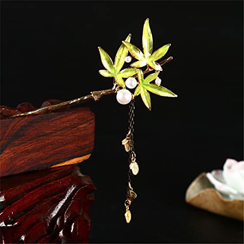 Vintage Metall Blatt Haarnadel Frauen Lange Quaste Chinesischen Stil Blume Haarnadel Schmuck E(F) von NIULIniuli