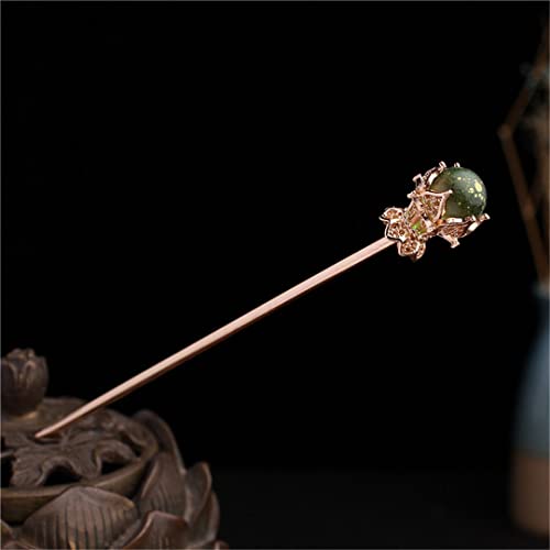 Weibliche Haarnadel Essstäbchen Chinesischen Stil Haarnadel Handgefertigte Kleid Accessoires Braut Hochzeit Schmuck F(Golden Green) von NIULIniuli