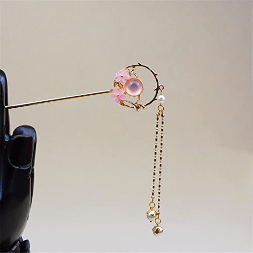 Weibliche Haarnadel Essstäbchen Chinesischen Stil Haarnadel Handgefertigte Kleid Accessoires Braut Hochzeit Schmuck F(Golden pink) von NIULIniuli