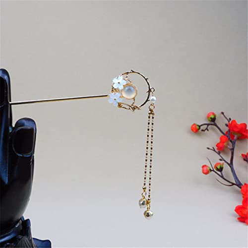 Weibliche Haarnadel Essstäbchen Chinesischen Stil Haarnadel Handgefertigte Kleid Accessoires Braut Hochzeit Schmuck F(Golden white) von NIULIniuli