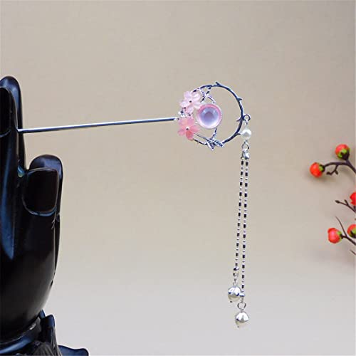 Weibliche Haarnadel Essstäbchen Chinesischen Stil Haarnadel Handgefertigte Kleid Accessoires Braut Hochzeit Schmuck F(Silver pink) von NIULIniuli