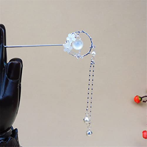 Weibliche Haarnadel Essstäbchen Chinesischen Stil Haarnadel Handgefertigte Kleid Accessoires Braut Hochzeit Schmuck F(Silver white) von NIULIniuli