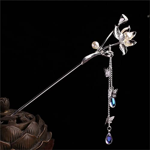 Weibliche Haarnadel Essstäbchen Chinesischen Stil Haarnadel Handgefertigte Kleid Accessoires Braut Hochzeit Schmuck F(Silver1) von NIULIniuli