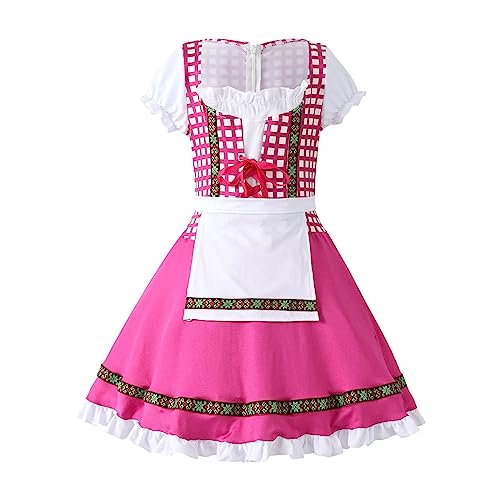 NIUREDLTD Kinderdirndl 2-TLG Dirndl Mädchen Kinder Kleinkind Baby Mädchen Sommer Das Oktoberfest Baumwolle Kurzarm Schürze Prinzessin Kleid Outfits Jogginganzug Set Kleidung von NIUREDLTD