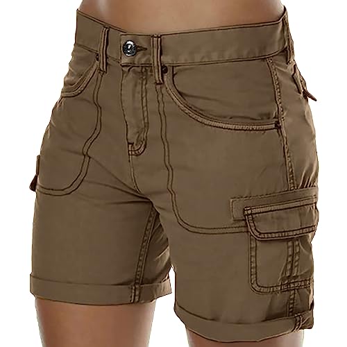 NIUREDLTD Shorts Damen Sommer Cargohose Kurze Bermuda Shorts High Waist Leichte Cargo Outdoor Shorts Wanderhose Sportshort Freizeithose mit Mehrfach-Taschen1 von NIUREDLTD