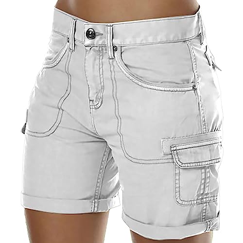 NIUREDLTD Shorts Damen Sommer Cargohose Kurze Bermuda Shorts High Waist Leichte Cargo Outdoor Shorts Wanderhose Sportshort Freizeithose mit Mehrfach-TaschenD von NIUREDLTD