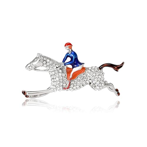 Crystal Racing Pferd und Jockey Brosche Crystal Pferd Brosche Equestrian Abzeichen Pin Vintage Pferd Brosche Pin Shirt Pin für Männer Frauen von NIUSHANG