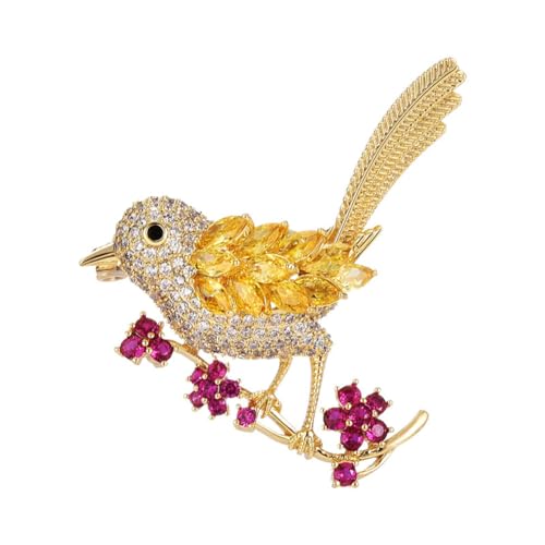 Gold Vogel BroschGold Vogel Brosche Tier Brosche Zweig Brosche Pin Netter Vogel Kristall Brosche Cartoon Elster Vogel Brosche Pin Glückliches Tier Glück Pflaumenblüte glänzende Pins Schmuck von NIUSHANG