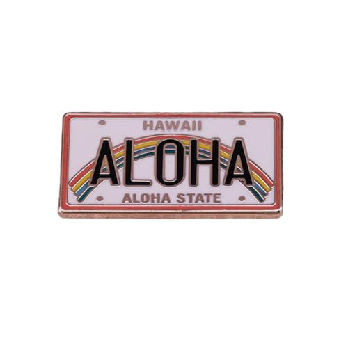 Hawaii Aloha State Brosche Sammlerstück Anstecknadel Hut Andenken Pin Bunte Regenbogen Brosche Wörter Buchstaben Brosche Knopf Anstecker Frauen Mädchen Reisen Fans Geschenk von NIUSHANG