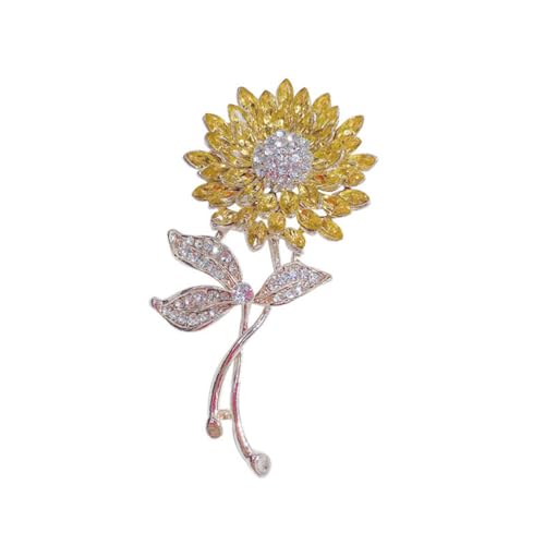 Kristall Sonnenblume Brosche Pin Strass Gelbe Blume Revers Pin Sonnenblume Broschen Pin Abzeichen Pin Kleidung Zubehör Schmuck Geschenk für Frauen Mädchen von NIUSHANG