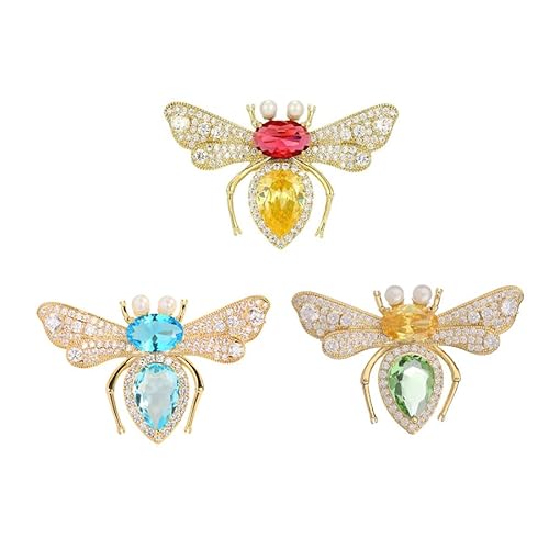 NIUSHANG3Pcs Kristall Biene Brosche Pin Honig Biene Broschen Kristall Insekt Thema Biene Brosche Pins Diamant Edelstein Biene Brosche Delicate Luxus Corsage für Frauen Retro Corsage Anstecknadeln Schm von NIUSHANG