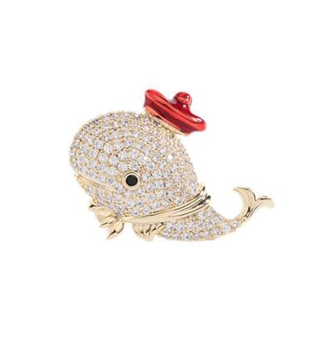 NIUSHANGCrystal Whale Brosche Pretty Crystal Brosche Pins Elegant Hut-Wal Strass Tier Erklärung Broschen Mode Schmuck Zubehör für Frauen Männer Geschenk von NIUSHANG