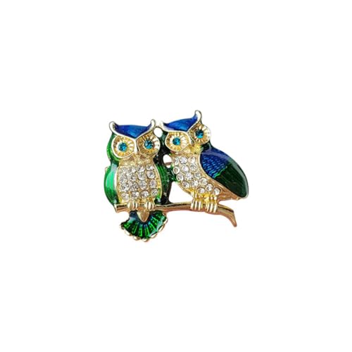 Zwei Eule Kristall Brosche Strass Eule Paar Revers Pin Frauen Tier Brosche Doppel Eule Vögel Abzeichen Pin Tier Brust Pin Kleidung Kleid Schal Dekoration von NIUSHANG