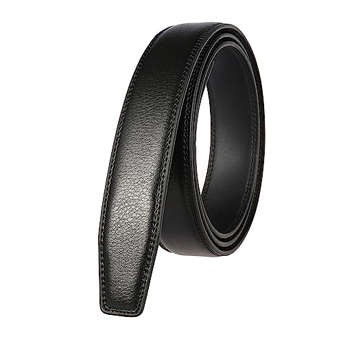 NIUXICH 3,0cm Breite Herren-/Damen-Ledergürtel ohne Schnallen, Business-Gürtel für Herren, ohne automatischen Schnallenkopf, Schwarz, 110cm von NIUXICH