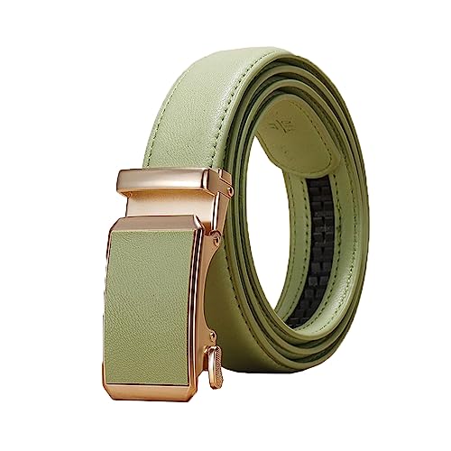 NIUXICH 3cm breiter Damen-/Herren-Ledergürtel, verstellbarer automatischer Schnallengürtel, Kleidung, dekorativer Gürtel, Grün, 90cm NIUXICH 3cm breiter Damen-/Herren-Ledergürtel, verstellbarer automatischer Schnallengürtel, Kleidung, dekorativer Gürtel, Grün, 90cm von NIUXICH
