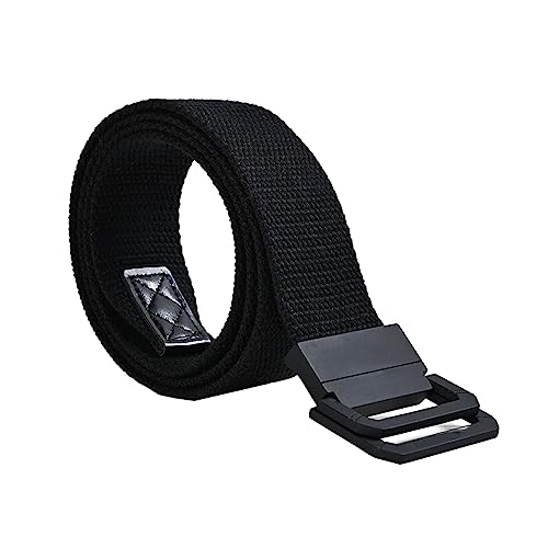 NIUXICH Canvas Gürtel Streifen Regenbogen Metall Doppelring Schnalle Jeans Taktischer Gürtel Kleidung Dekorativer Gürtel, Schwarz, 3.8x125cm von NIUXICH