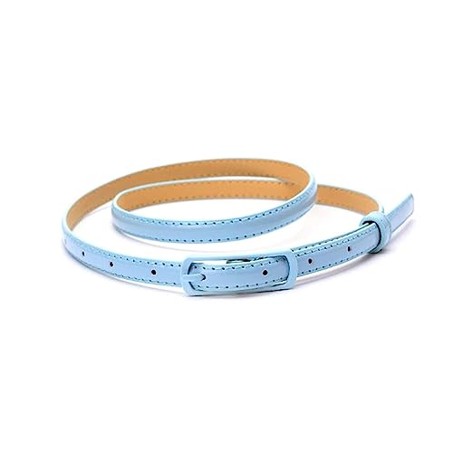 NIUXICH Dünner Damengürtel aus Leder mit Dornschließe, Gürtelbreite 1,2cm, für Damenkleid, dekorativer Gürtel, Hellblau, 105cm von NIUXICH