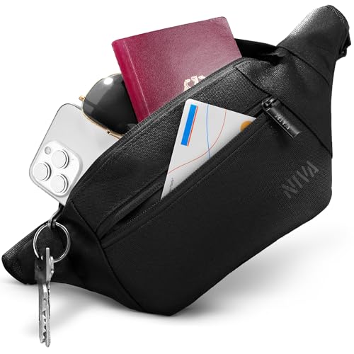 NIVA® Bauchtasche Damen und Herren | modische Gürteltasche für maximalen Stauraum | Hüfttasche mit 4 Fächern | Umhängetasche für Jede Aktivität von NIVA