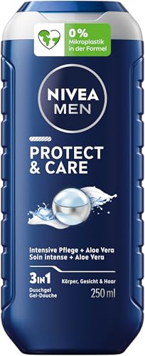 NIVEA MEN Protect & Care Duschgel, pH-hautneutrale Pflegedusche für Männer, pflegende Formel mit natürlichem Aloe Vera für Körper, Gesicht und Haar (250 ml) von NIVEA MEN