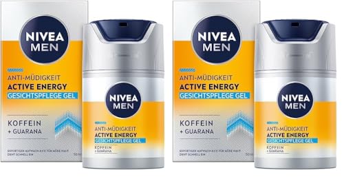 NIVEA MEN Active Energy Gesichtspflege Gel (50 ml), revitalisierende Gesichtscreme für Männer, schnell einziehende Feuchtigkeitscreme gegen Zeichen von Müdigkeit (Packung mit 2) von NIVEA MEN