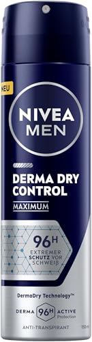 NIVEA MEN Antitranspirant, Deodorant gegen starkes Schwitzen, hautschonendes Deo Spray für 96h Schutz und ein geschmeidiges Hautgefühl, Derma Dry Control Maximum (150 ml) von NIVEA MEN