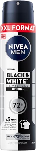 NIVEA MEN Black & White Invisible Deo Spray XXL, Deodorant mit Anti-Flecken-Formel, zuverlässiger 72h Anti-Transpirant-Schutz und Active Protection (250 ml) von NIVEA MEN