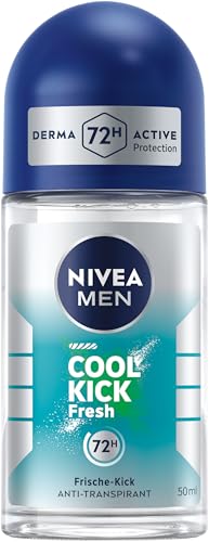 NIVEA MEN Cool Kick Fresh Deo Roll-On, Deodorant schützt 72h gegen Schweiß und Körpergeruch, Antitranspirant mit Kaktuswasser und Frische-Kick (50 ml) von NIVEA MEN