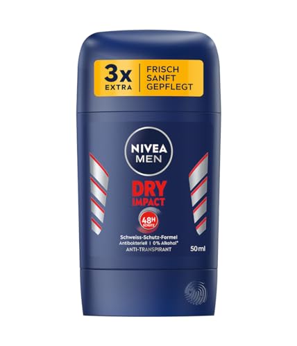 NIVEA MEN Dry Impact Deo Stick (50 ml), Anti-Transpirant für ein trockenes Hautgefühl, Deodorant mit 48h Schweiß-Schutz-Formel und 2 antibakteriellen Wirkstoffen von NIVEA MEN