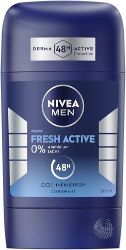 NIVEA MEN Fresh Active Deo Stick, Deodorant mit einzigartiger INFINIFRESH Formel für 48h Schutz, pflegender Deostick ohne Aluminium mit Meeresextrakten (50 ml) von NIVEA MEN