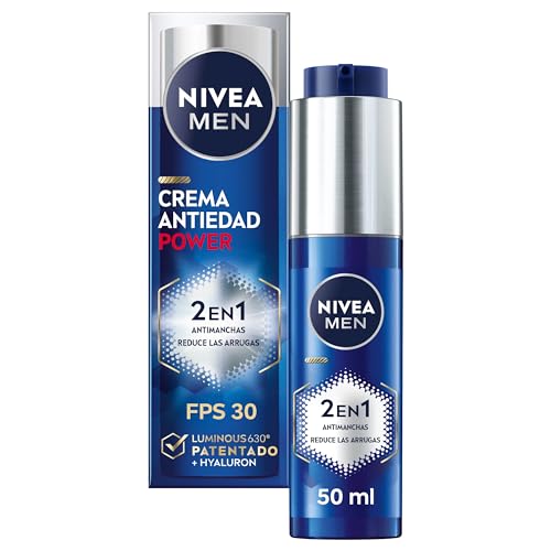 NIVEA MEN POWER 2-in-1 Anti-Flecken- und Anti-Falten-Feuchtigkeitscreme, Anti-Aging Gesichtscreme mit FP30 Schutz, Sonnencreme mit Luminous 630 und Hyaluronsäure, 50 ml von NIVEA MEN