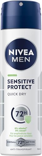 NIVEA MEN Sensitive Protect Deo Spray, Anti-Transpirant für 72h zuverlässigen Schutz für empfindliche Haut, pflegendes Deodorant ohne Ethylalkohol (150 ml) von NIVEA MEN