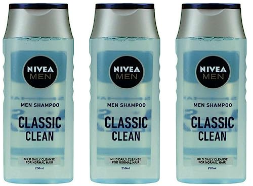 3x NIVEA MEN Shampoo Classic Clean,Pflegeshampoo für Normales Haar,250ml (3er Pack) von NIVEA
