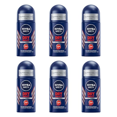 6 x NIVEA Lufterfrischer Körper MEN DRY IMPACT PLUS deo roll on Angebot auf Lager für Herren von NIVEA
