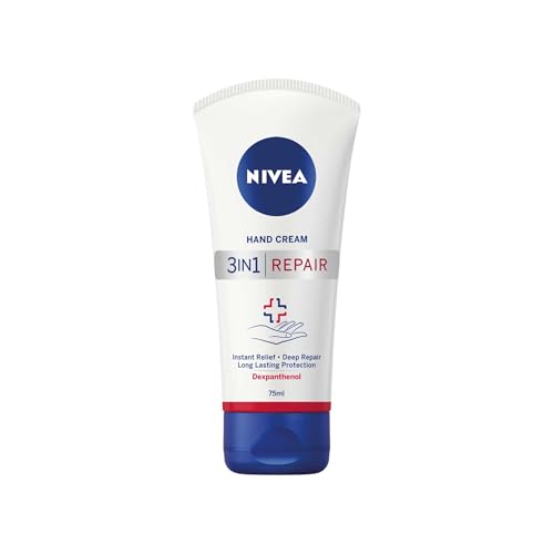NIVEA 3 Effektive Reparatur Handcreme (75 ml), Intensive Handcreme für sehr trockene Hände, 24 Stunden Reparatur Pflege von NIVEA