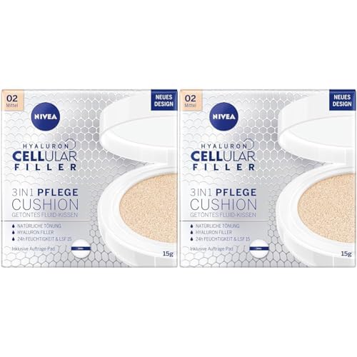 NIVEA 3in1 Anti-Age Pflege Kissen für natürliche Tönung und Feuchtigkeit, Für Mittlere Hauttypen, 15 ml (Packung mit 2) von NIVEA