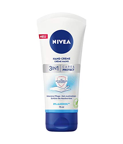 NIVEA 3in1 Care & Protect Hand Creme, für strapazierte Haut durch Handhygiene, Hautpflege für normale bis trockene Hände mit anti-bakteriellem Effekt* von NIVEA