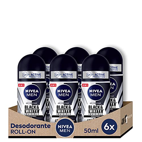 NIVEA 6' 50 ml Deodorant The Invisible Roll-on for Black & White Men Original, Gold glänzend von NIVEA