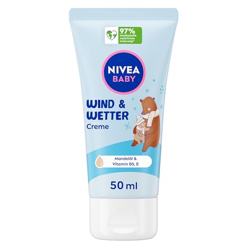 NIVEA Baby Wind & Wetter Creme, Babycreme schützt vor Wind und Kälte, Baby Feuchtigkeitscreme mit Mandelöl für zarte Babyhaut, Hautpflege für Babys mit Shea Butter und Vitaminen (50 ml) von Beiersdorf