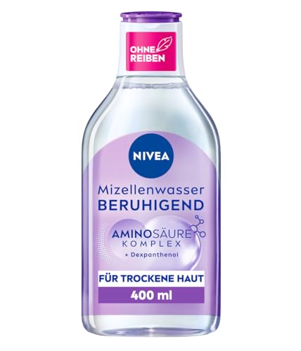 NIVEA Beruhigendes Mizellenwasser, Mizellen Reinigungswasser für sensible Haut, parfümfreies Gesichtswasser mit Dexpanthenol und Aminosäurekomplex, feuchtigkeitsspendende Gesichtsreinigung (400 ml) von NIVEA